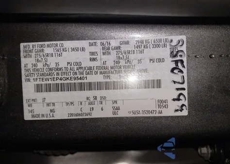 2016 Ford F-150 Xlt z USA, uszkodzony, nr VIN 1FTEW1EP4GKE95401